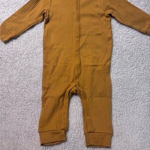 Ribbed Kids Footie One-Piece in Mustard Yellow